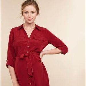 Red Maternity Shirt Dress